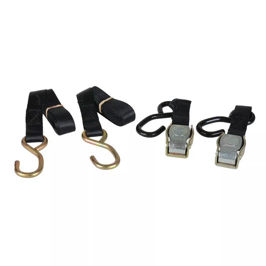 Black Tie-Down Strap with Hooks 2 Pieces, 1.8m Long