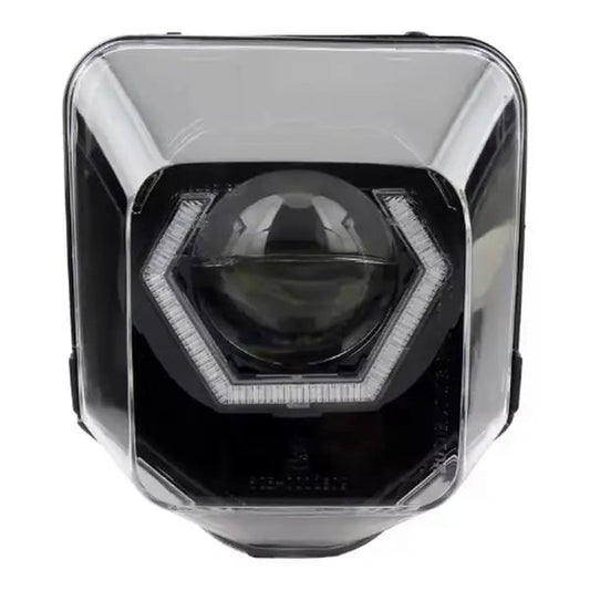 LED Headlight Mask for Husqvarna TE / FE / TC / FC – Hexagon Projector, Black
