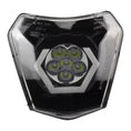 Load image into Gallery viewer, LED Headlight Mask for KTM EXC / SX / XC – 6-LED with Hexagon Light Ring, Black