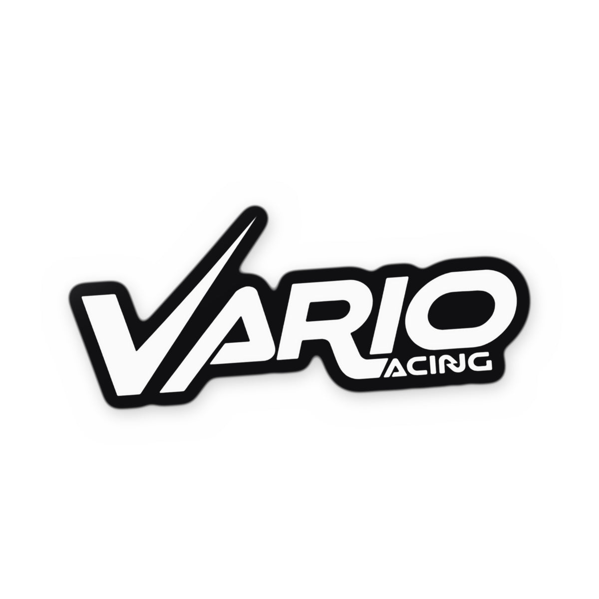 Vario Racing logo sticker – white on black