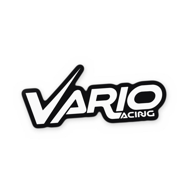 Vario Racing logo sticker – white on black