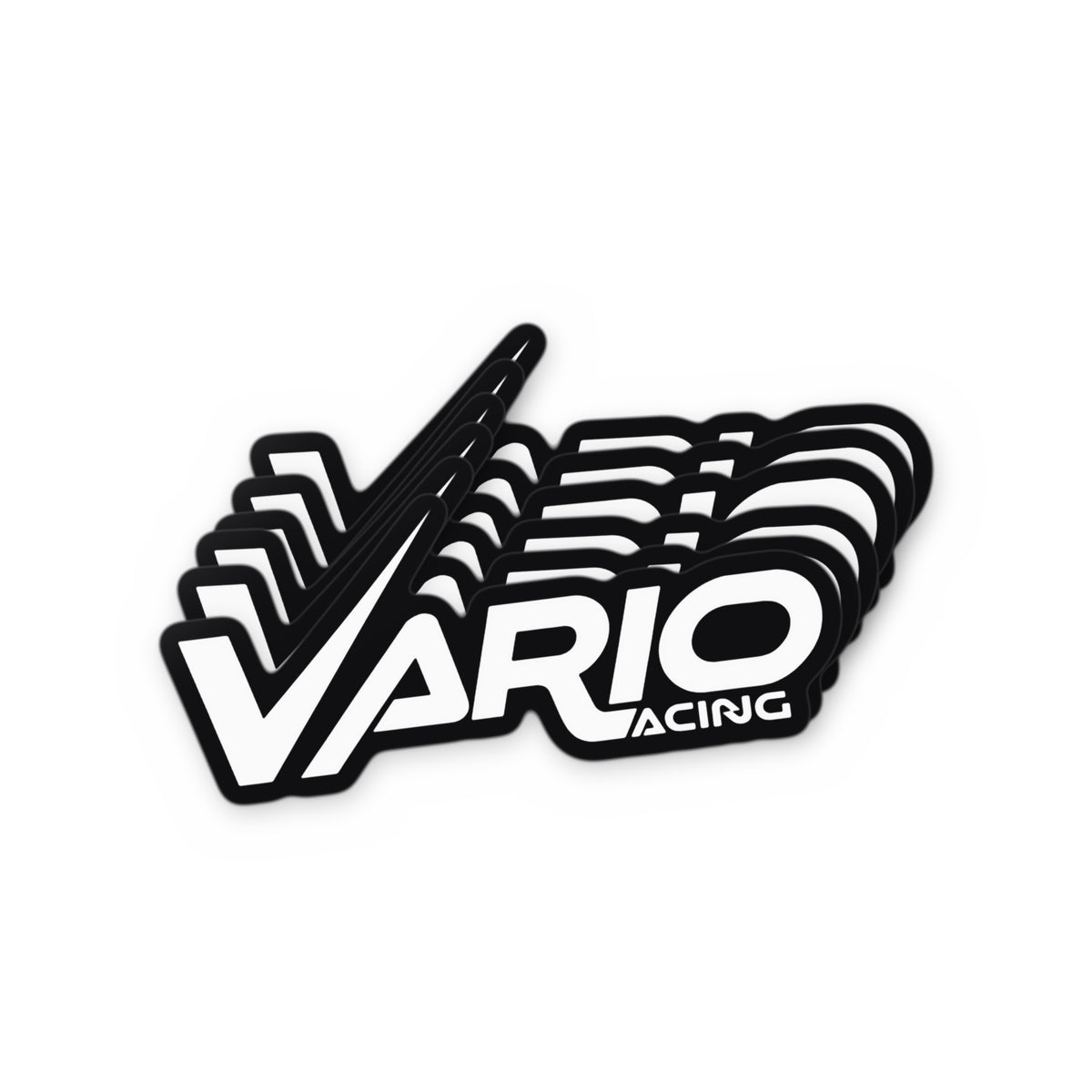 Vario Racing logo sticker pack – white on black