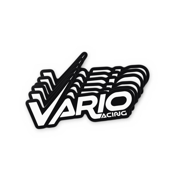 Vario Racing logo sticker pack – white on black