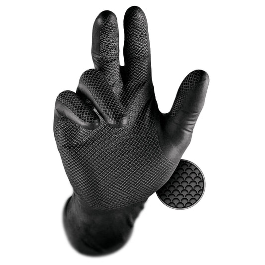 Grippaz Nitrile Gloves Black, Size M (50 pcs)