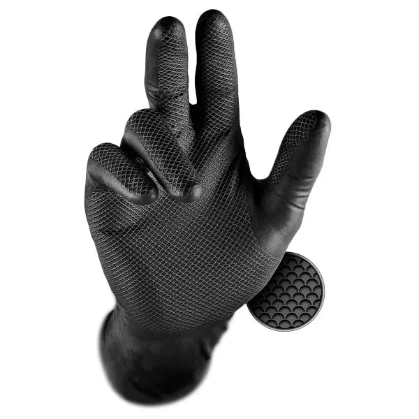 Grippaz Nitrile Protective Gloves Powder-Free, Latex-Free, Black, 50-Pack