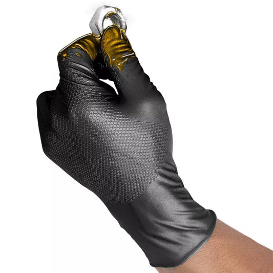 Grippaz Nitrile Protective Gloves Powder-Free, Latex-Free, Black, 50-Pack