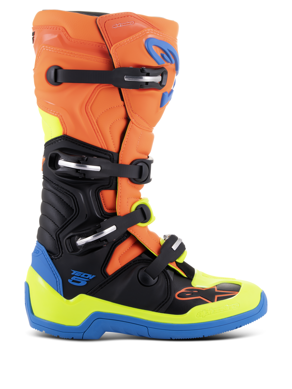 Alpinestars Tech 5 Cross Motocross Boots - Neon Orange/Yellow/Blue/Black