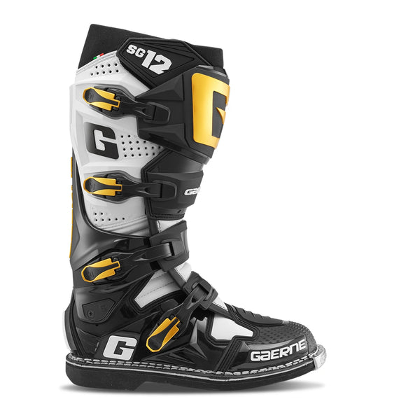 Gaerne SG12 Motocross Boots - Black/White/Gold