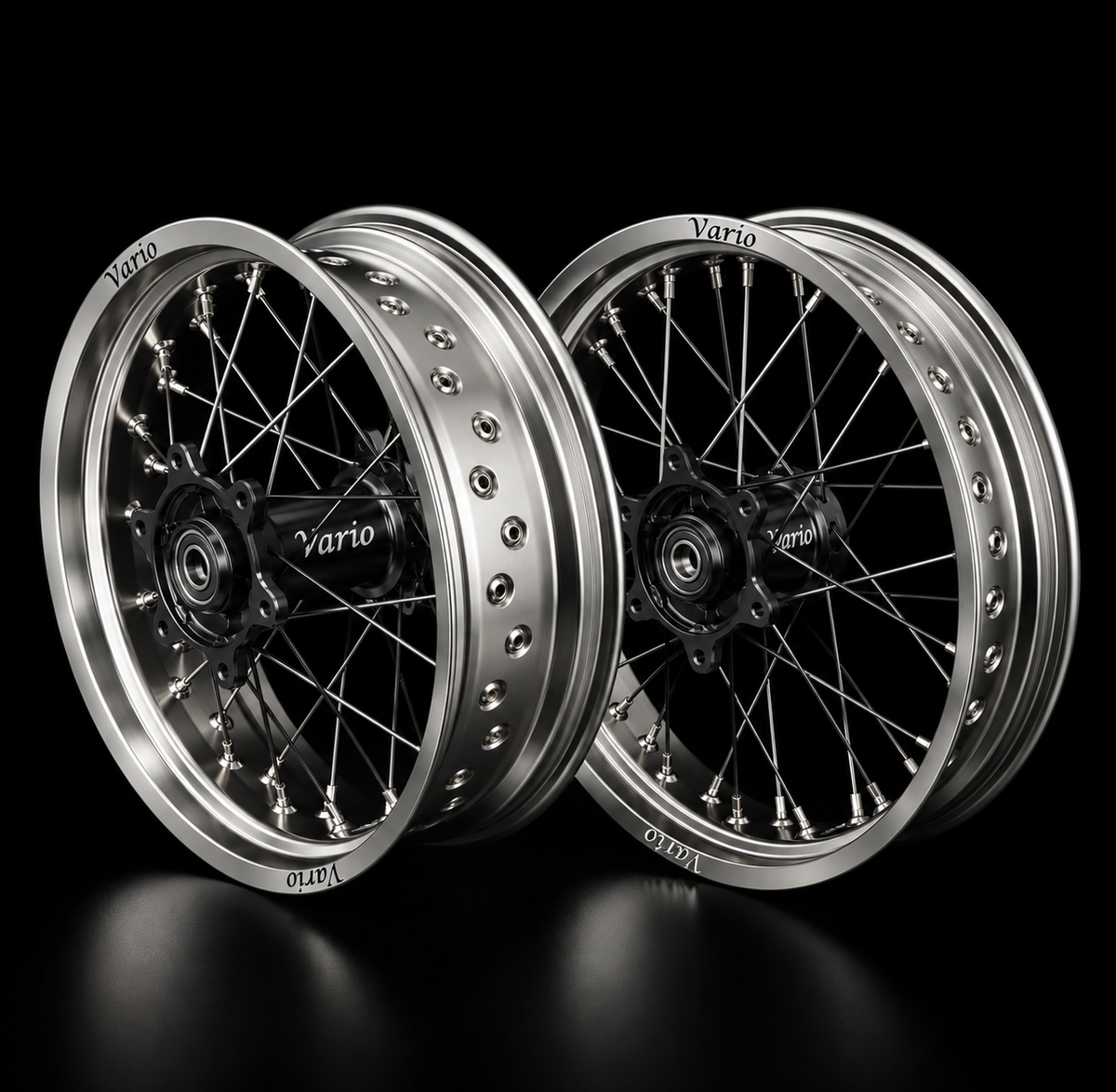 Vario Supermoto Rim Set –  Chrome/Black