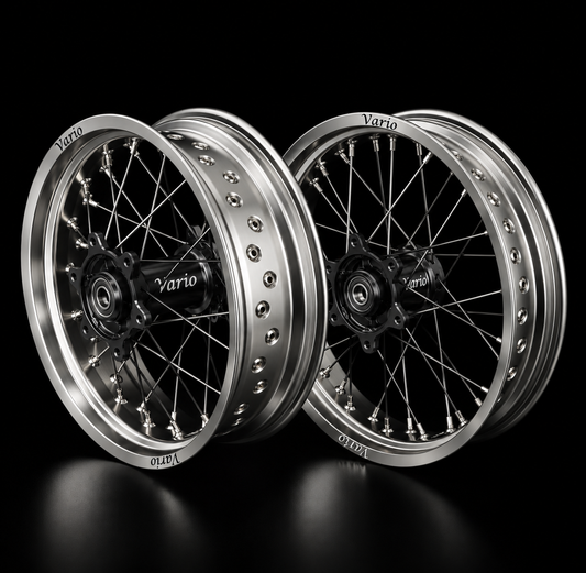Vario Supermoto Rim Set –  Chrome/Black