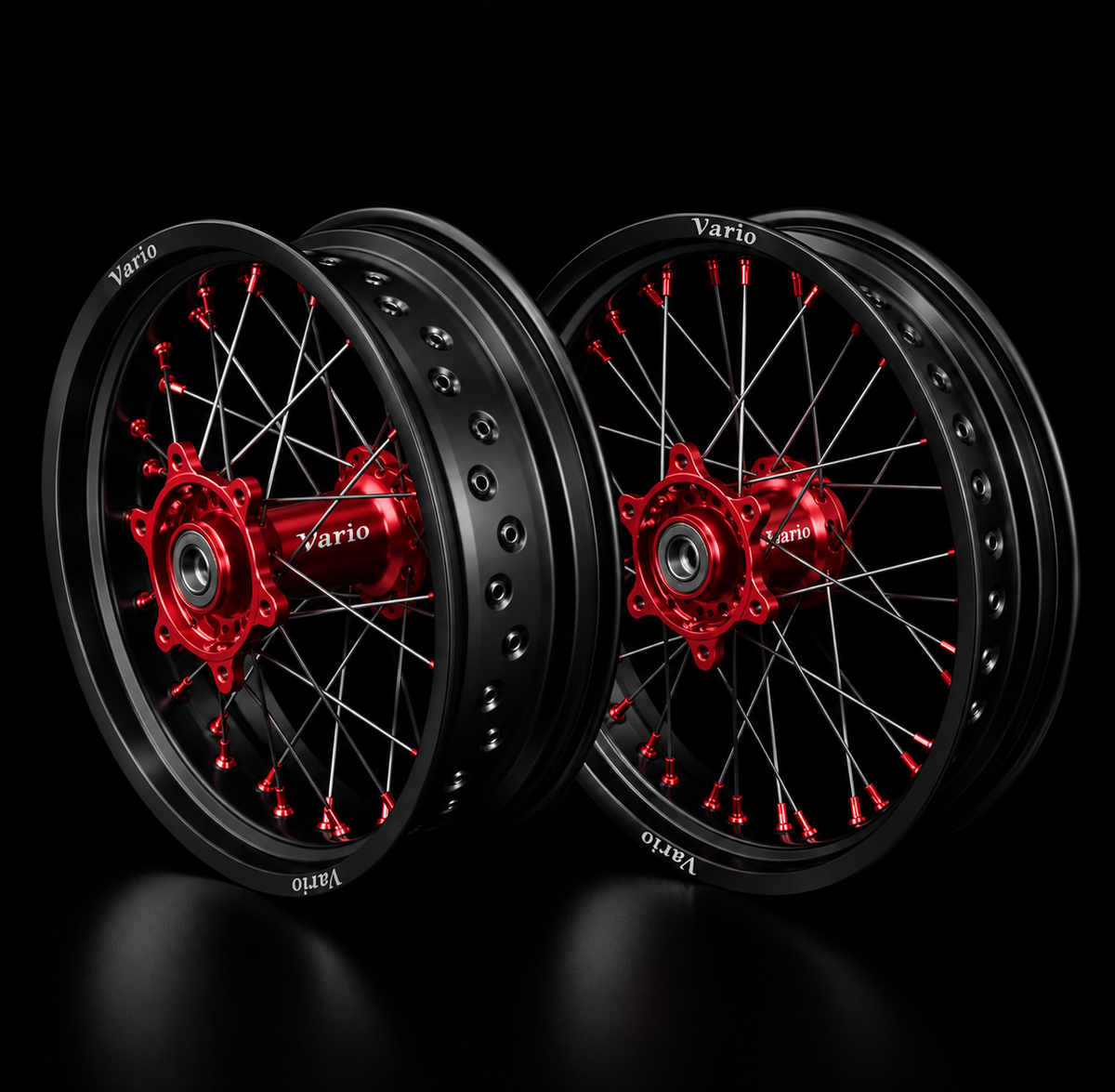 Vario Supermoto Rim Set –  Black/Red