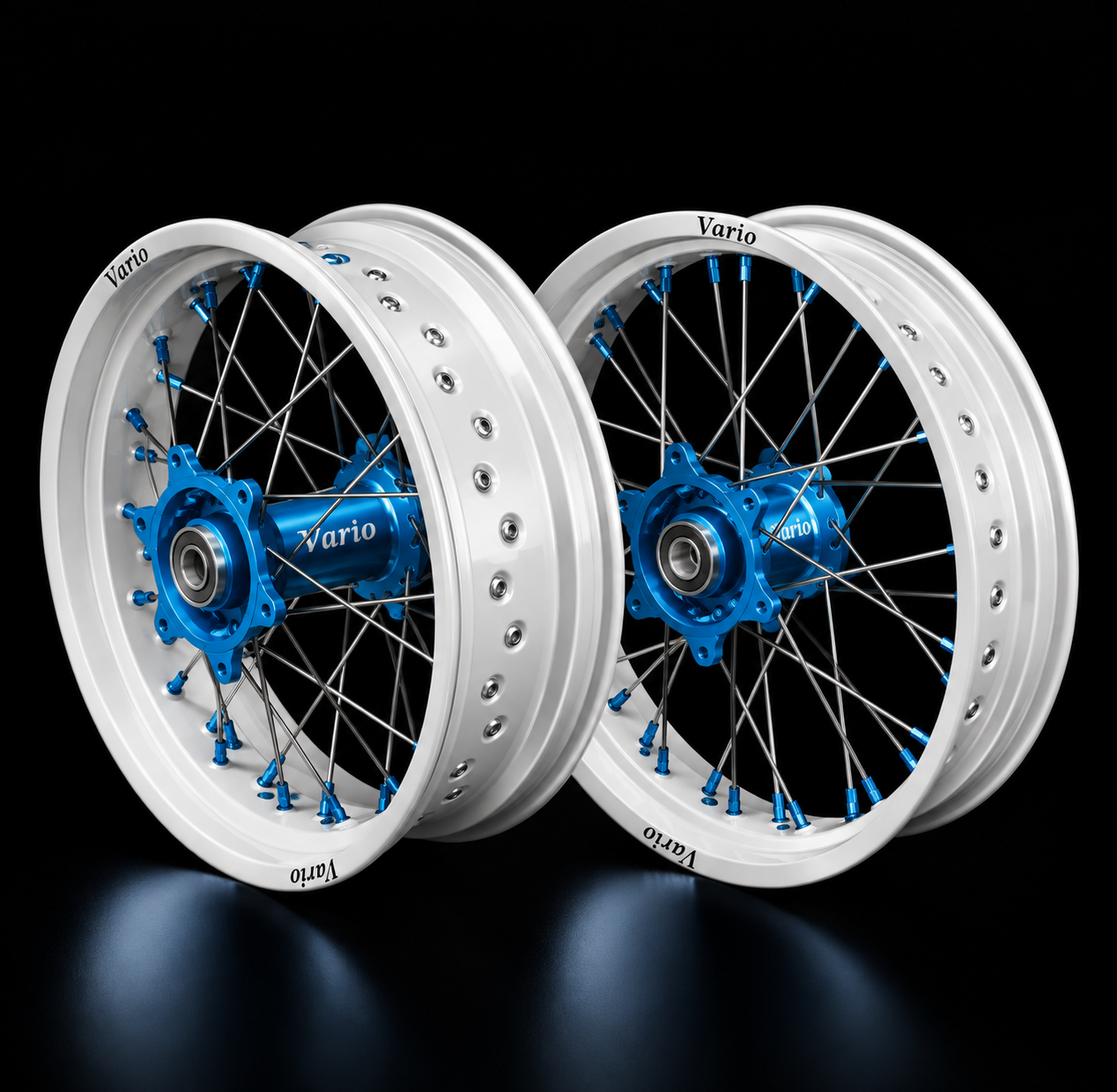 Vario Supermoto Rim Set –  White/Turqouise