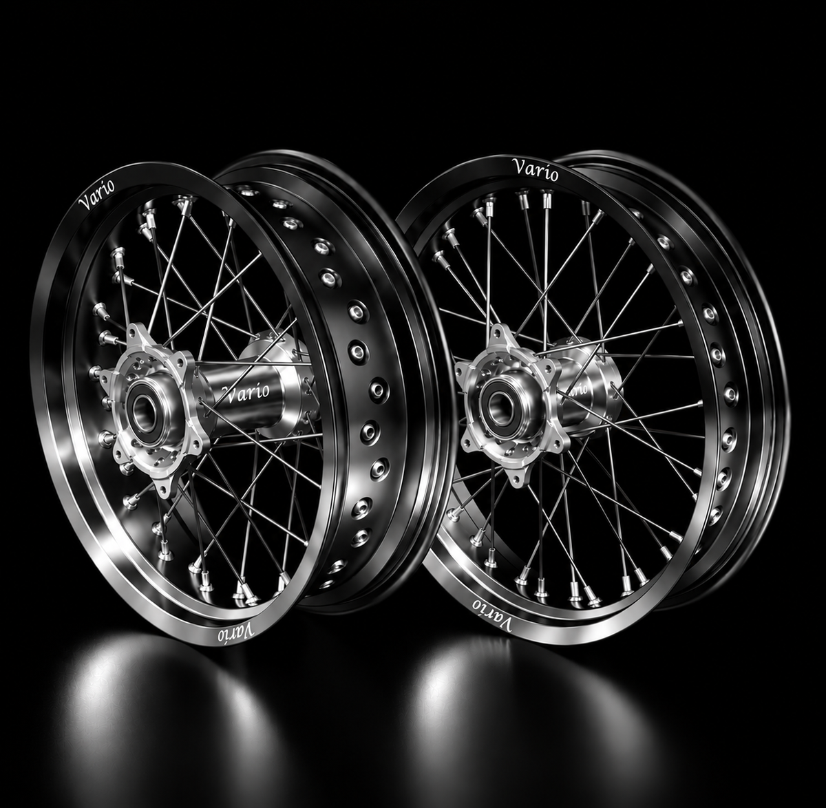 Vario Supermoto Rim Set 50/50  –  Black/Chrome