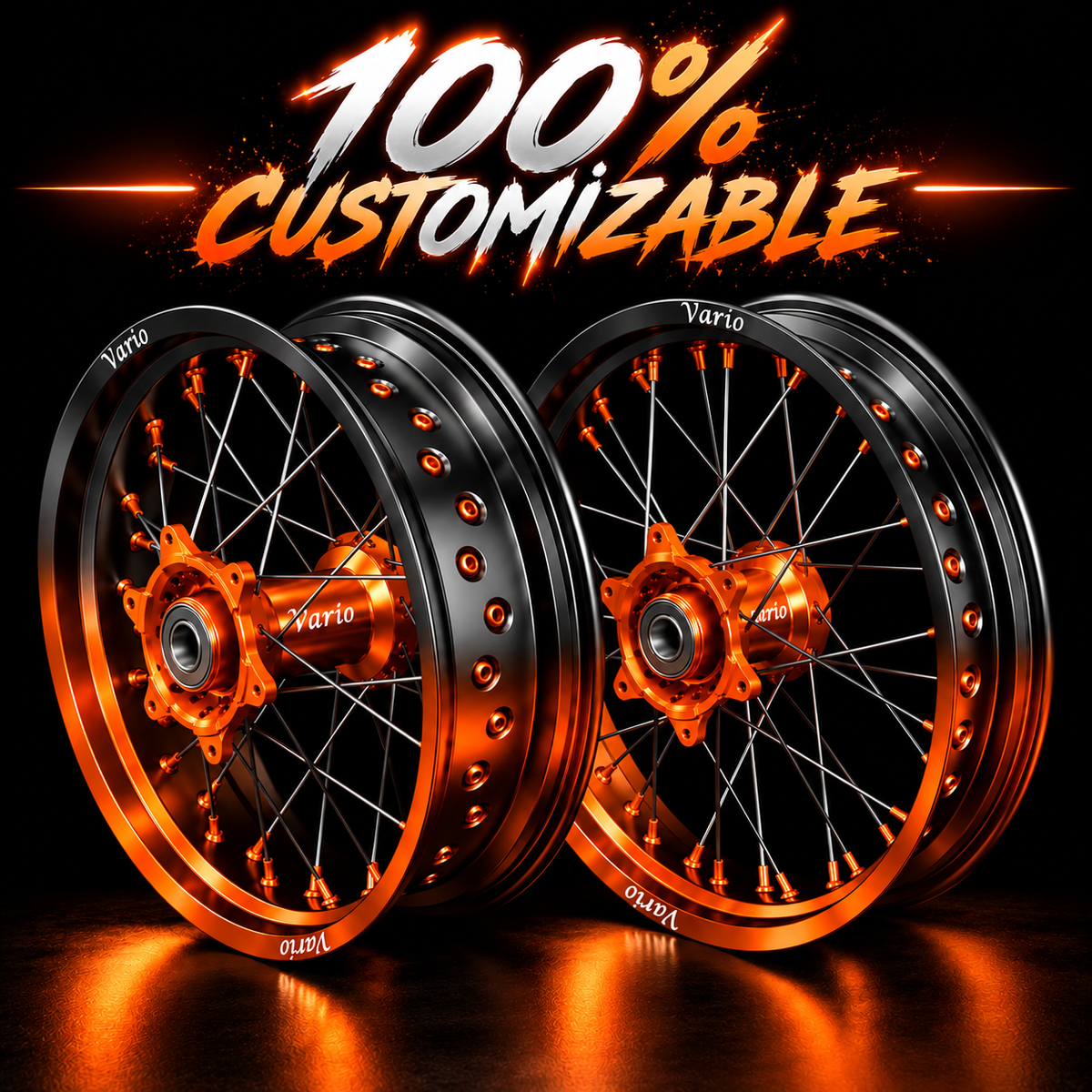 Vario Supermoto rim set 50/50 100% CUSTOM
