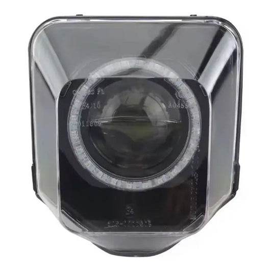 LED Headlight Mask for Husqvarna TE / FE / TC / FC – Round Projector with Halo Ring, Black