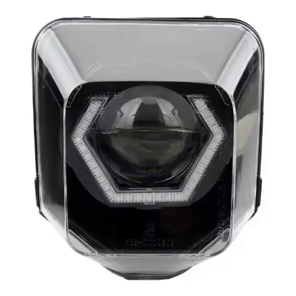 LED Headlight Mask for Husqvarna TE / FE / TC / FC – Hexagon Projector, Black