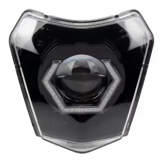 LED Headlight Mask for KTM EXC / SX / XC – Hexagon Projector, Black