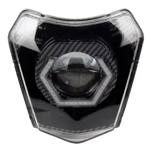 LED Headlight Mask for KTM EXC / SX / XC – Hexagon Projector, Carbon Look