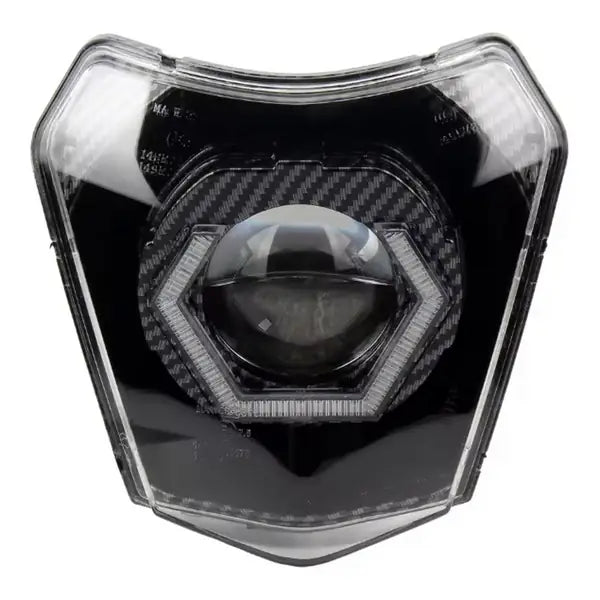 LED Headlight Mask for KTM EXC / SX / XC – Hexagon Projector, Carbon Look